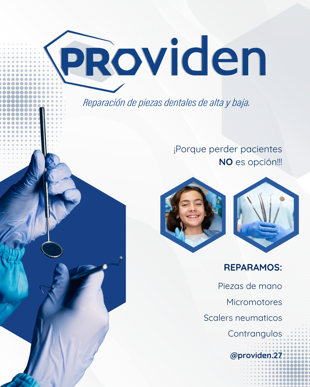 Pieza dental de alta velocidad reparada por Providen